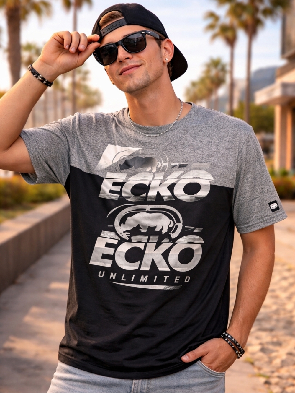 Ecko Unltd Colorblock Graphic Tee Shirt Size Medium